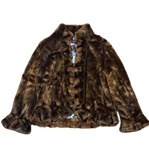 Donna Salyers Fabulous Luxurious Faux Fur Luxury Y2K Jacket Large Chocolate  Bro